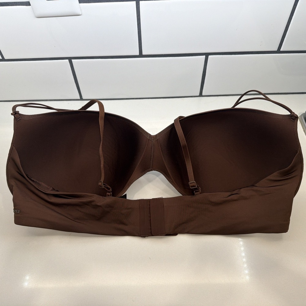 Skims Wireless Form‎ Lightly Lined Plunge Micro Strap Bra PLG-8418W Sienna 40DDD - Picture 4 of 5